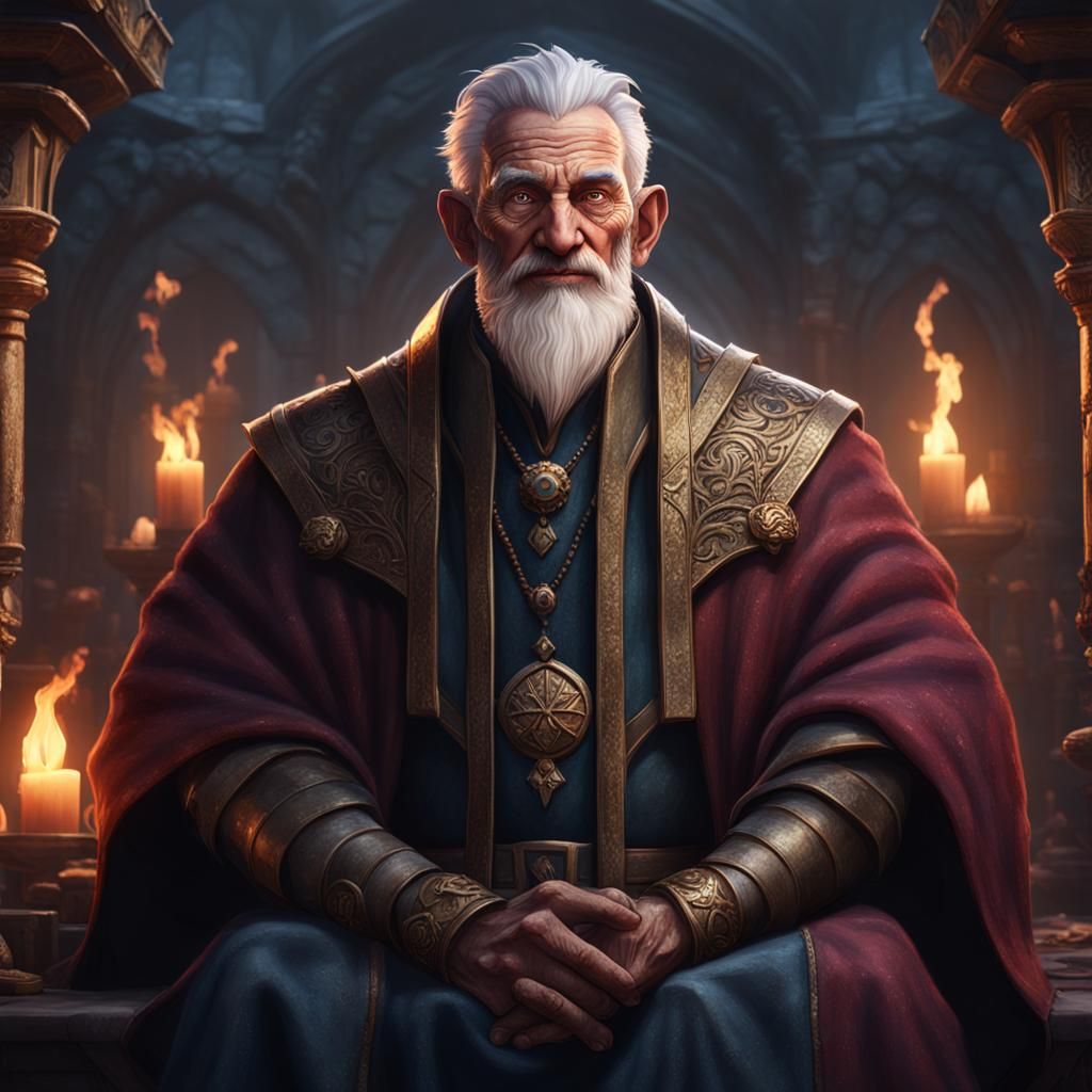 Kind Old Priest Portrait in Detailed Matte Style