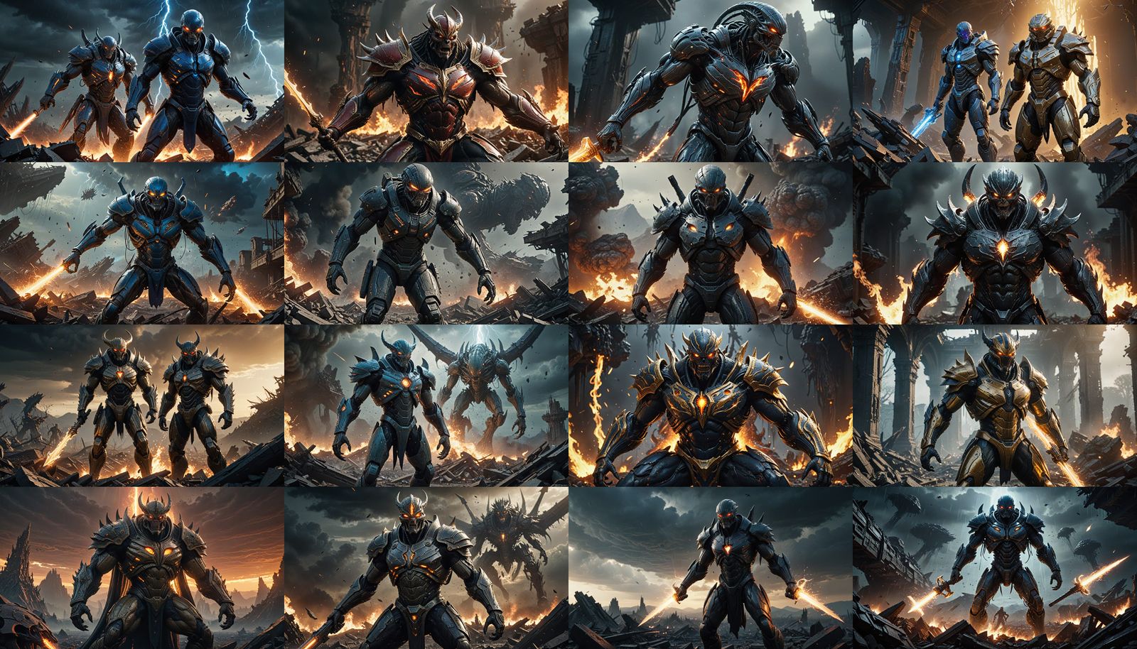 Cyberpunk Alien Warlord Dominates Battle-Ravaged Landscape