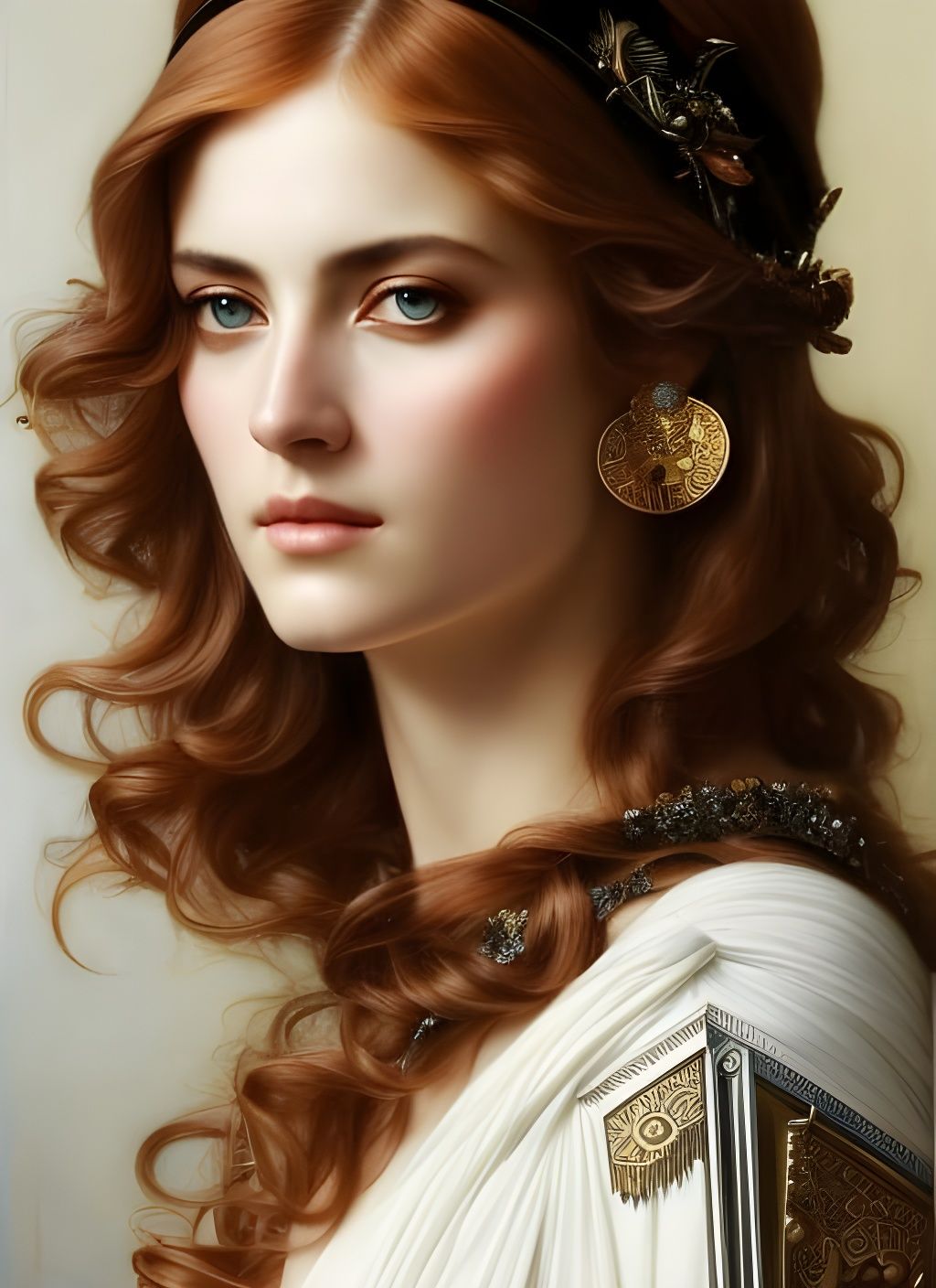 Divine Athena Portrait in Dramatic Lighting