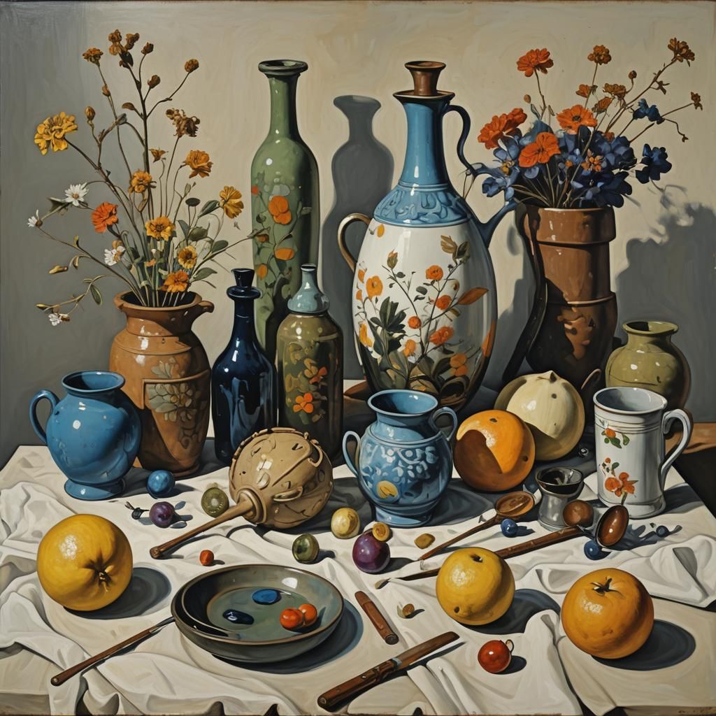 Still Life Painting with Unique Objects