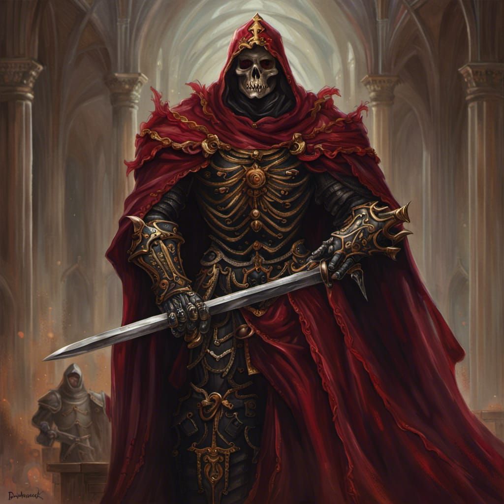 Gothic Skeleton Knight in Crimson Armor