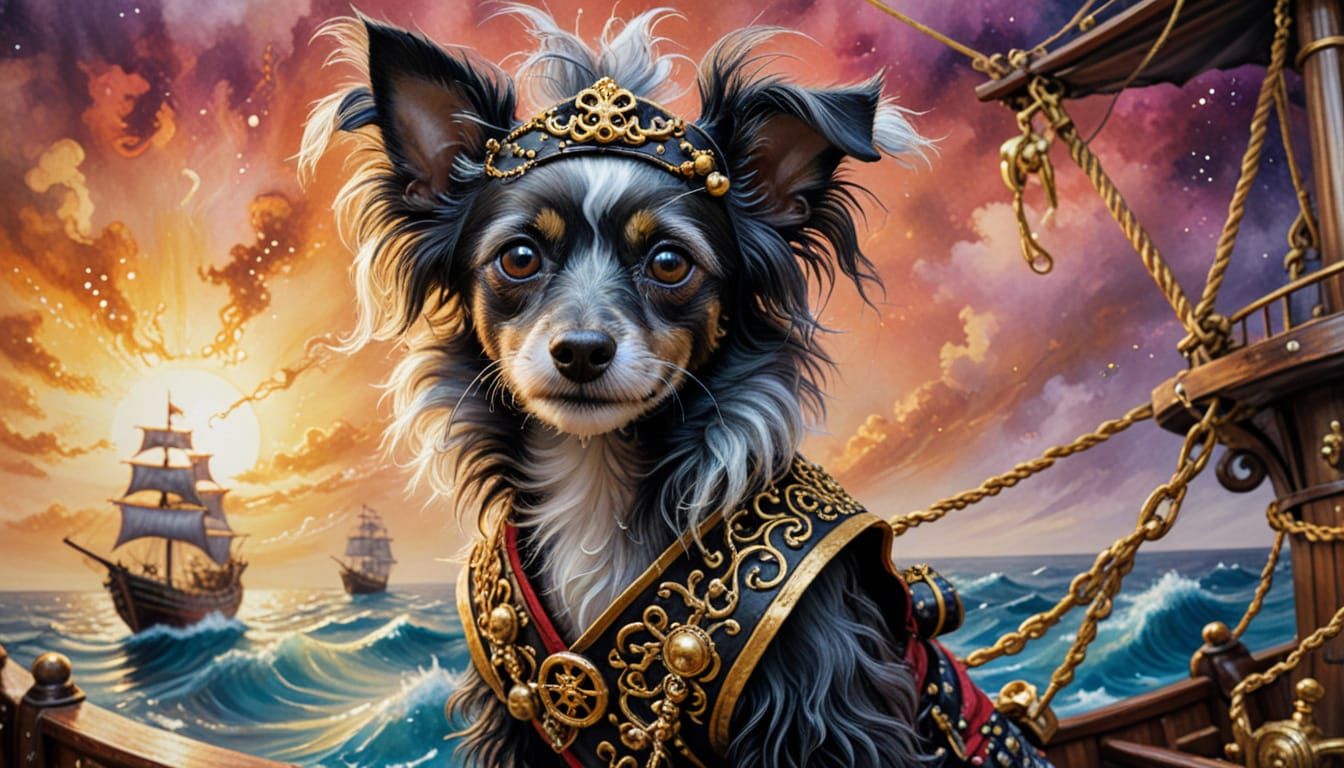 Pirate Dog in Surrealist Painting Style