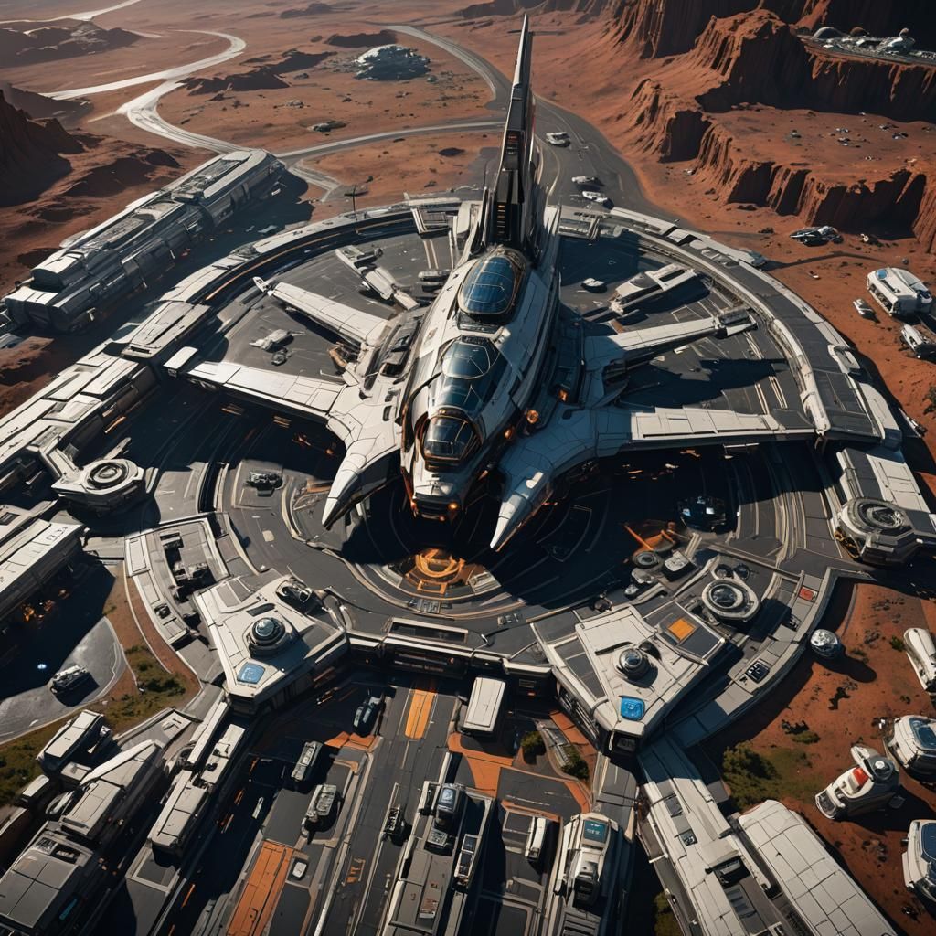 Hyperrealistic Sci-Fi Spaceport Concept Art
