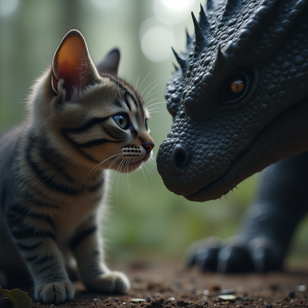 Whimsical Feline Imitates Majestic Dragon