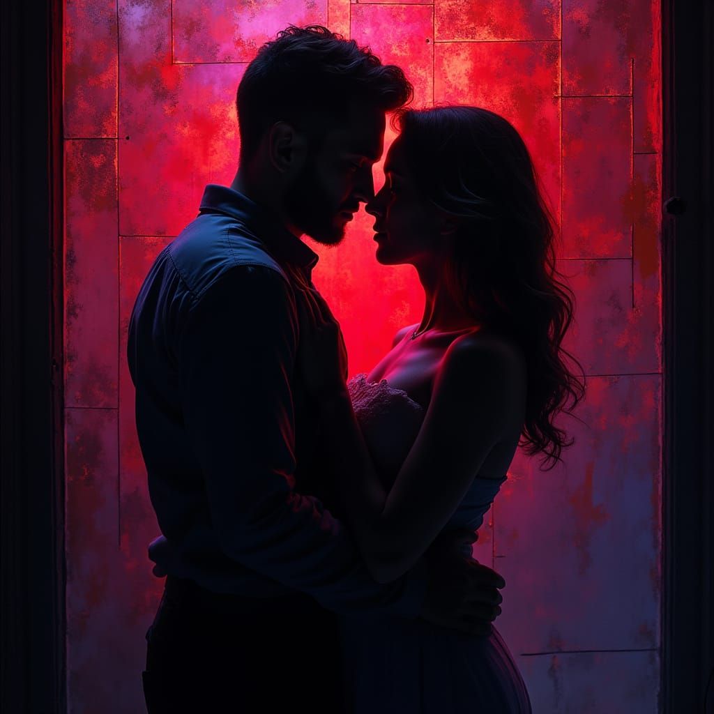 Sensual Couple in Stained Glass Digital Art