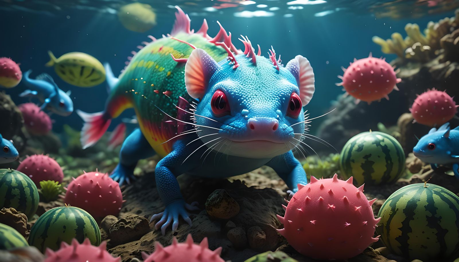 Rainbow Axolotl's Watermelon Sea Adventure