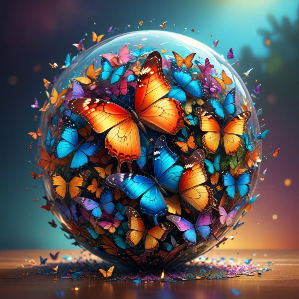 Vibrant Butterflies Form a Colorful Globe