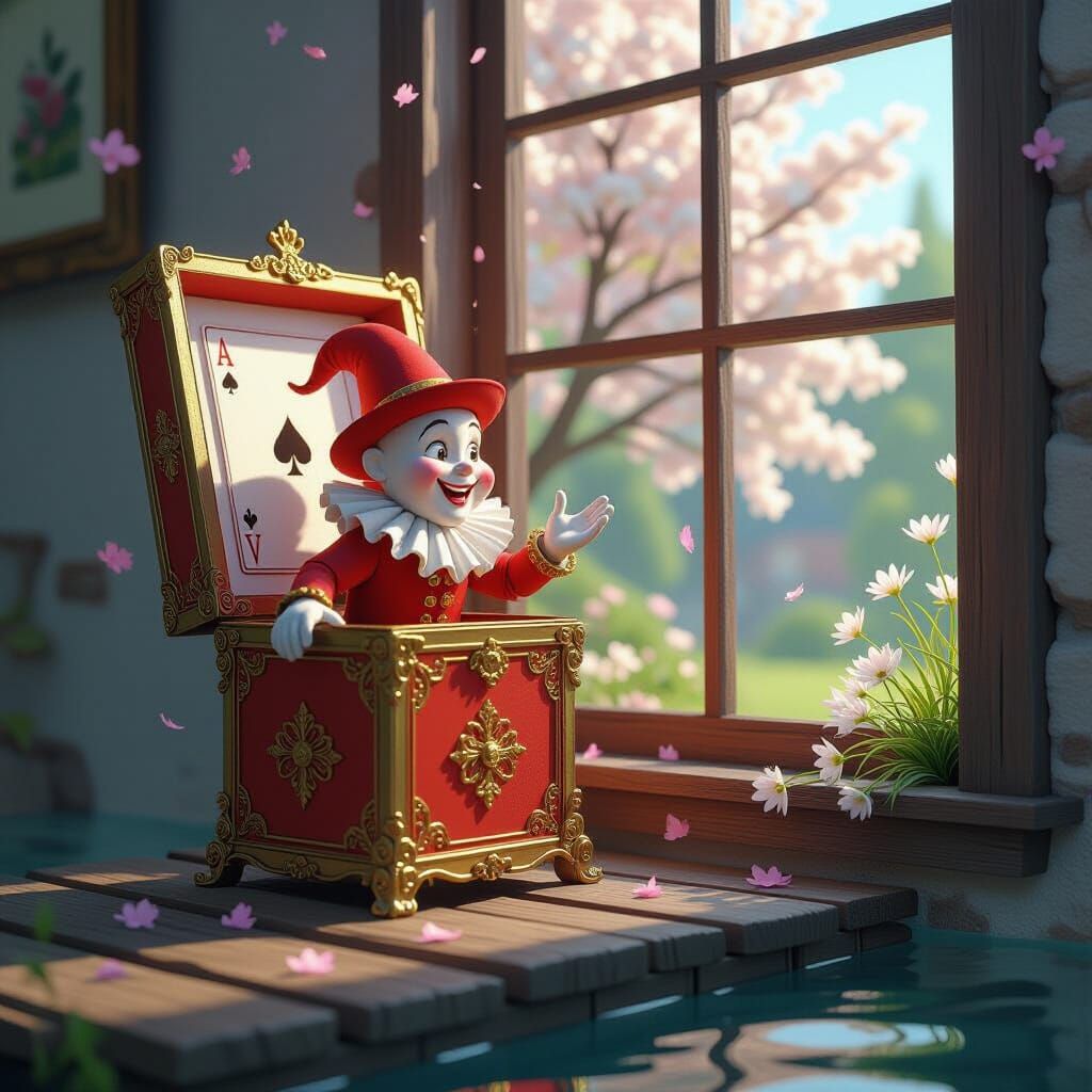 Jack Card Jack-in-the-Box Escapes to Garden