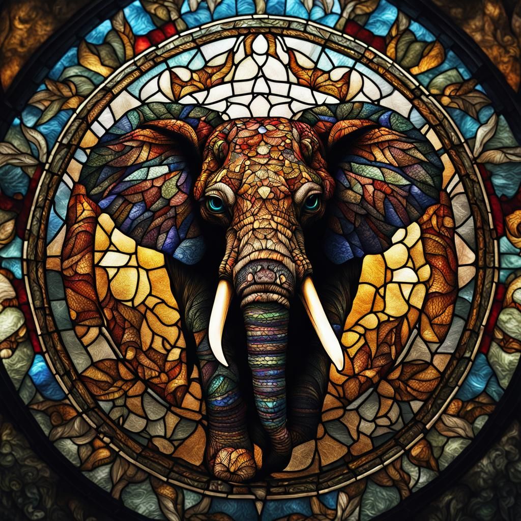 Stained Glass Animal Mandala in HDR
