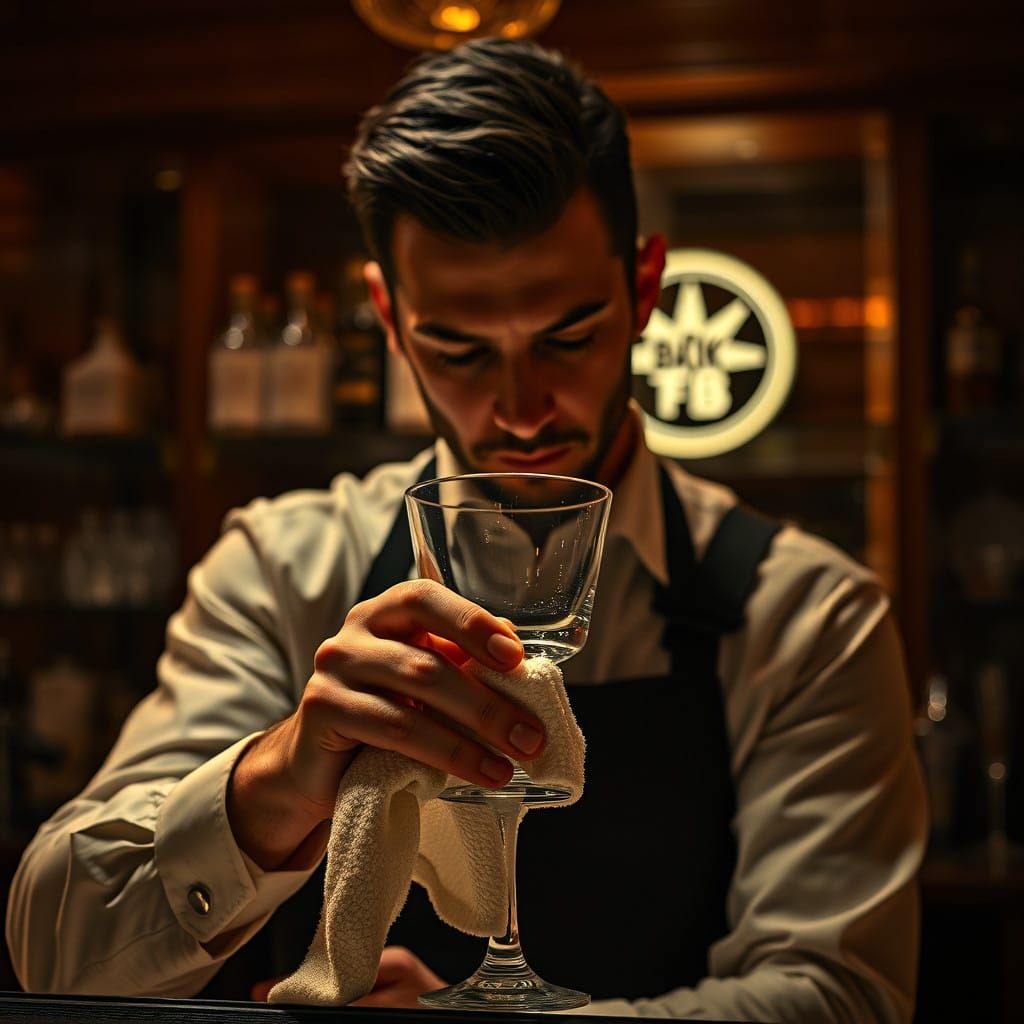 Stoic Bartender Lost in Contemplation