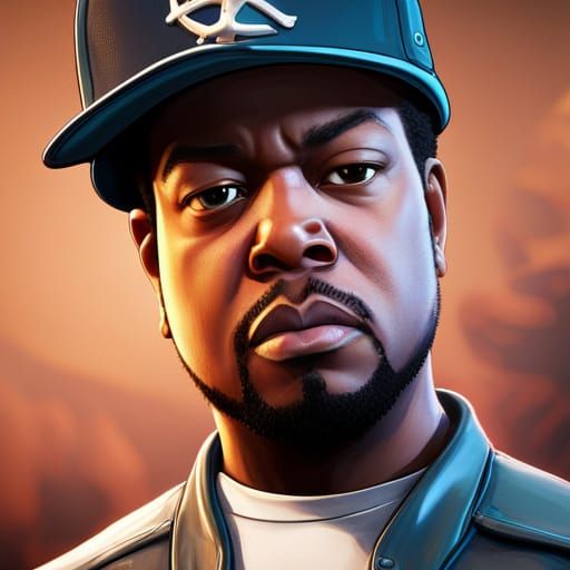 Ice Cube as Fortnite Skin: Hyperrealistic Digital Art