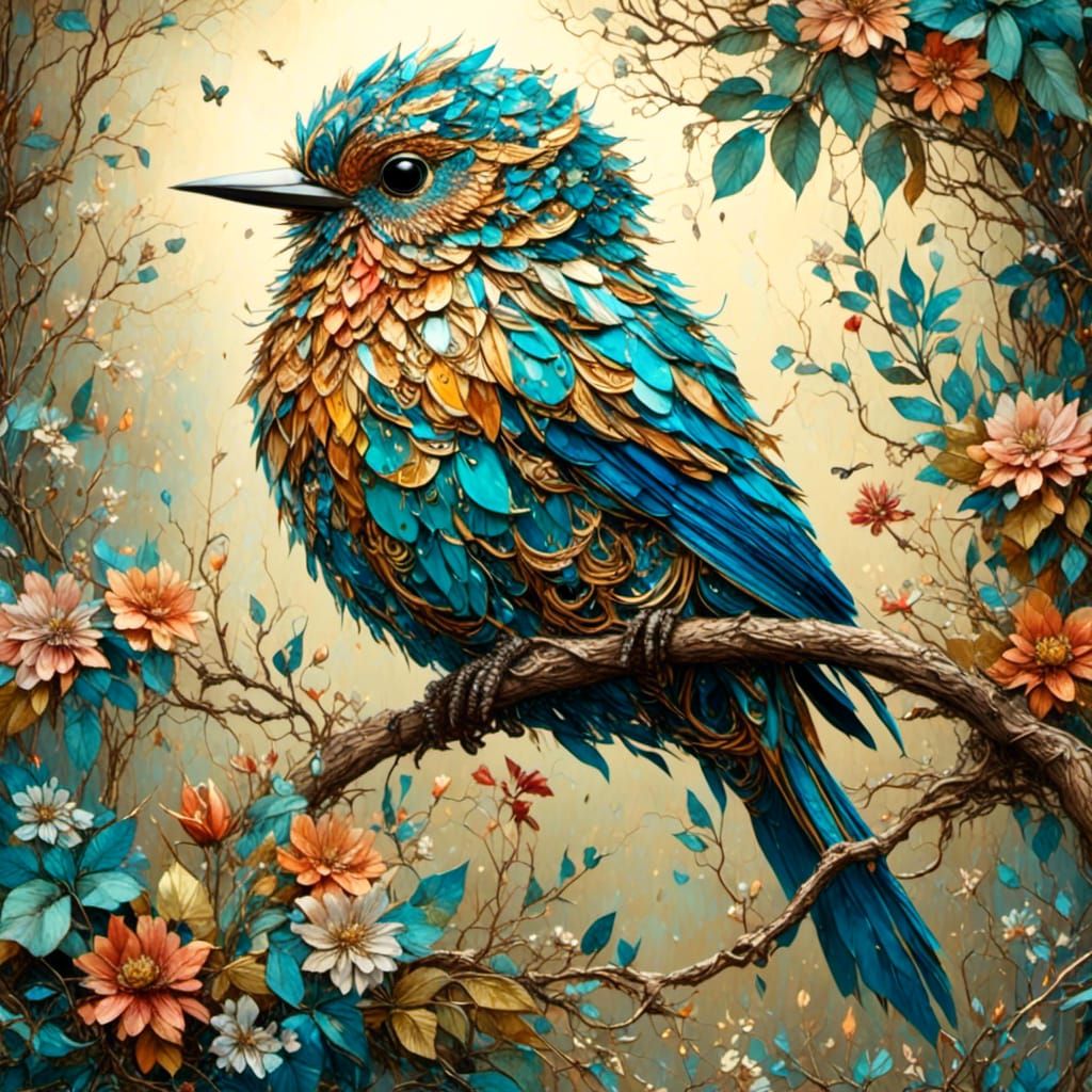 Surreal Songbird in Tropical Fairytale Setting