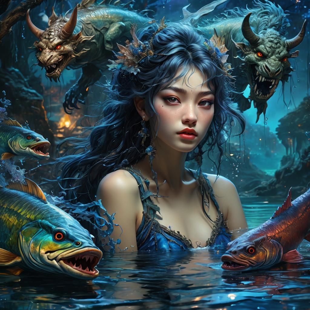 Fisherman and Lake Demon in Wonderland