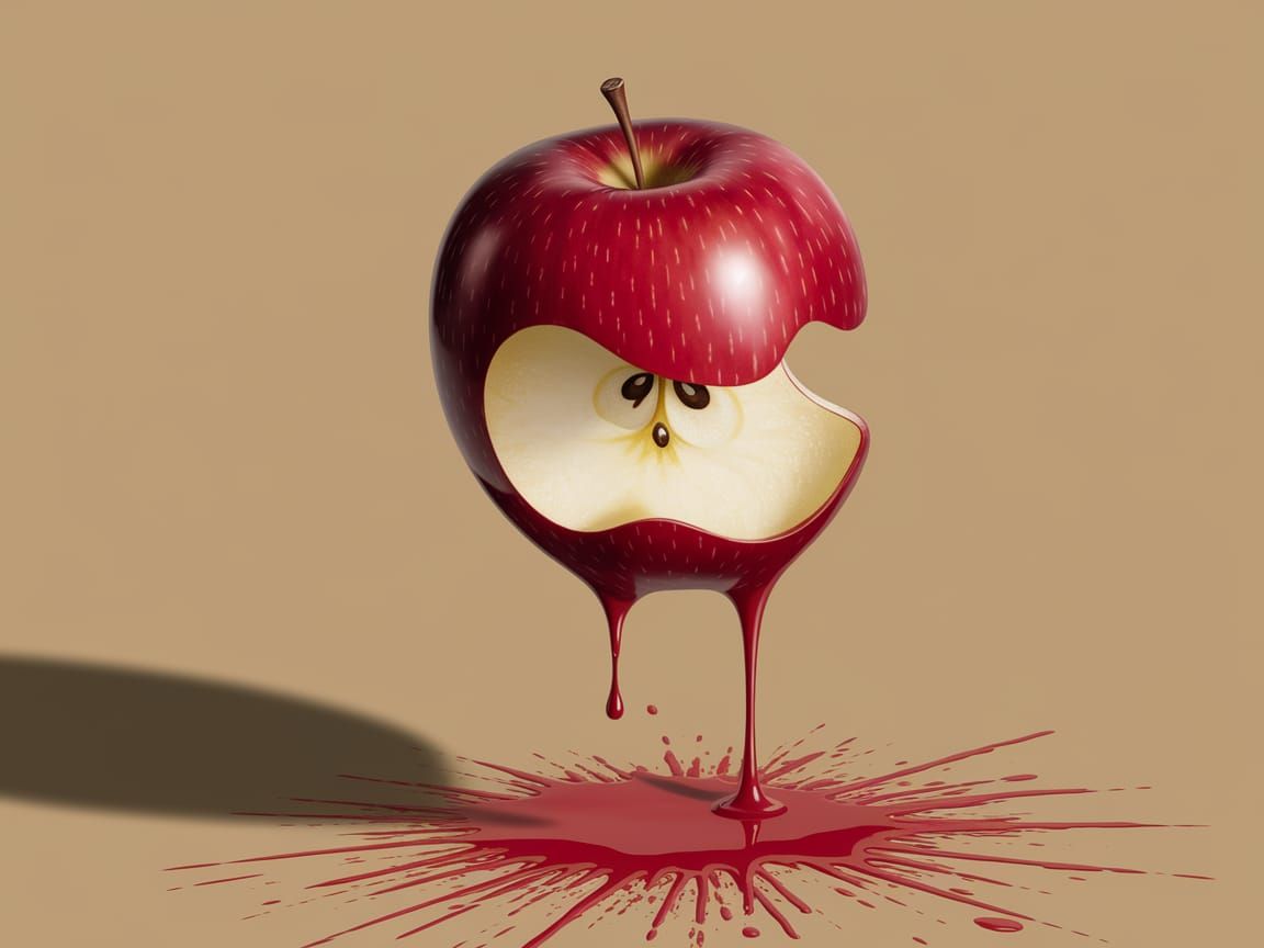 Melting Apple in Surreal, Abstract Art