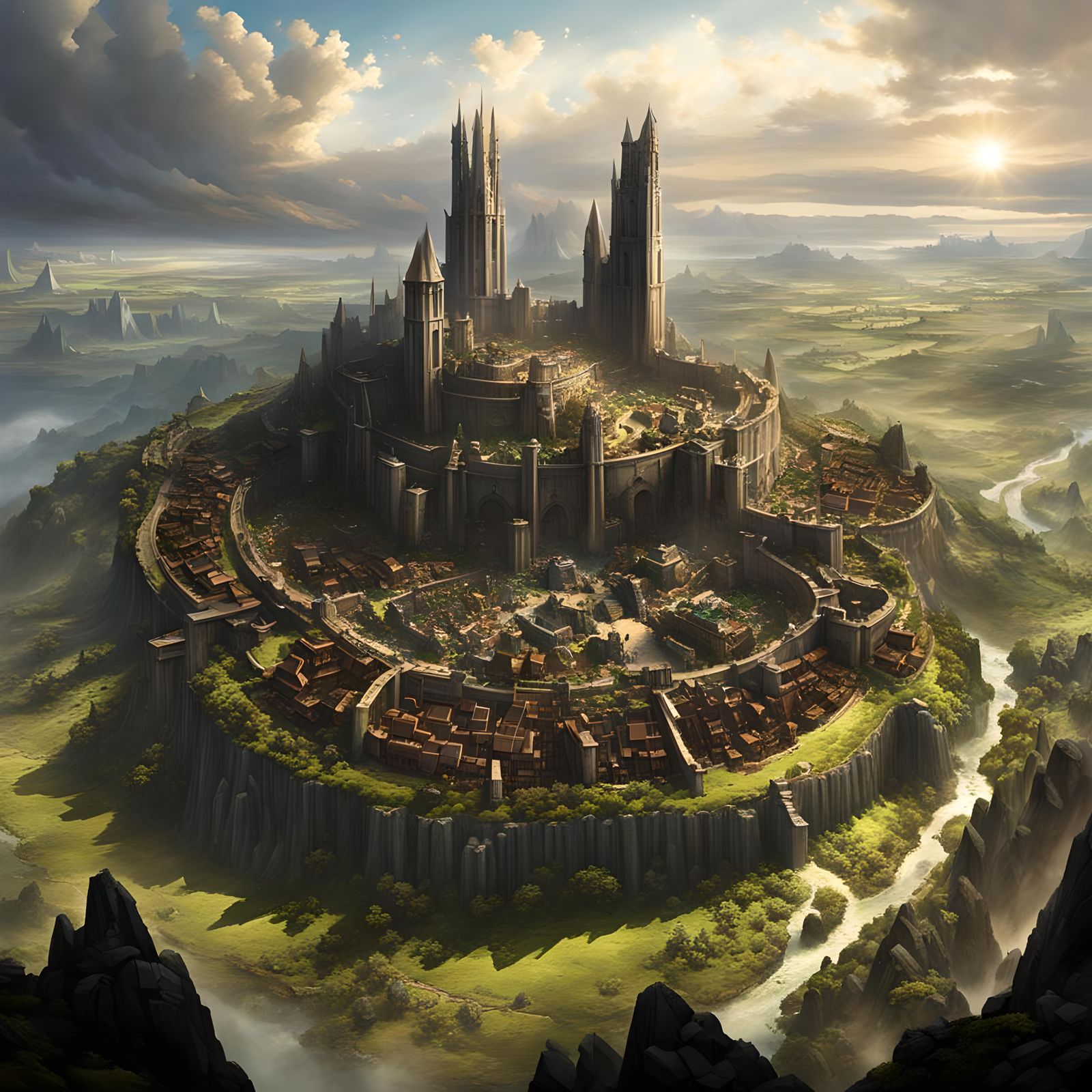 Fortified City Aegis with Towering Palace