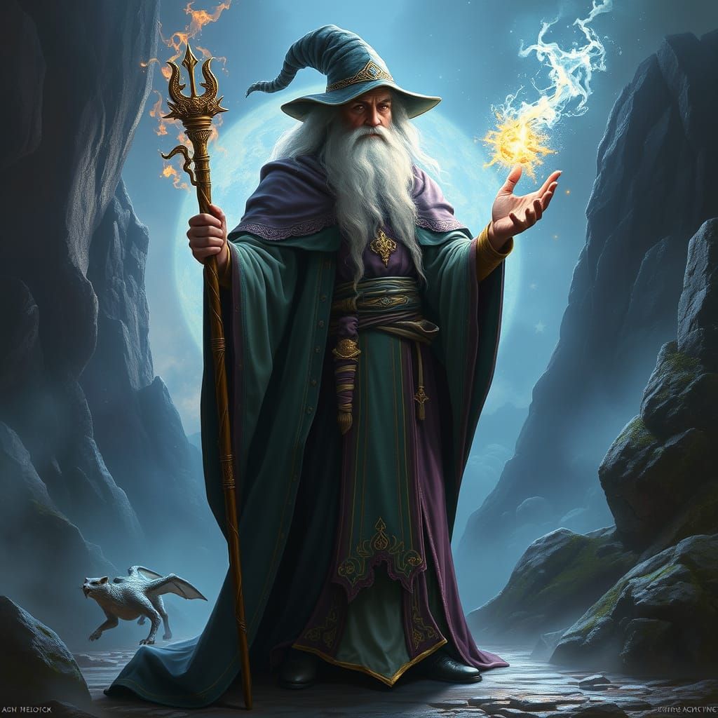 Wizard in Mystical Realm: Digital Art