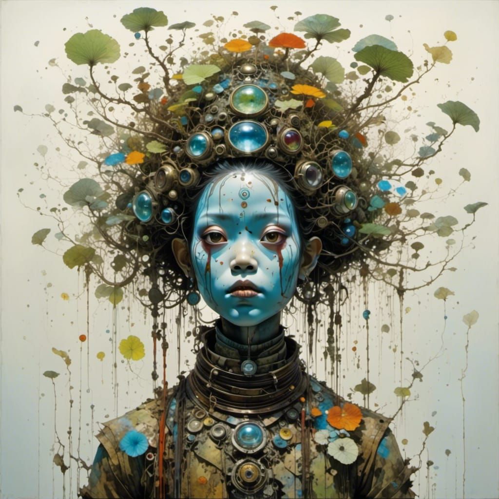 Hyper-Real Hydropunk Shaman Acrylic Portrait