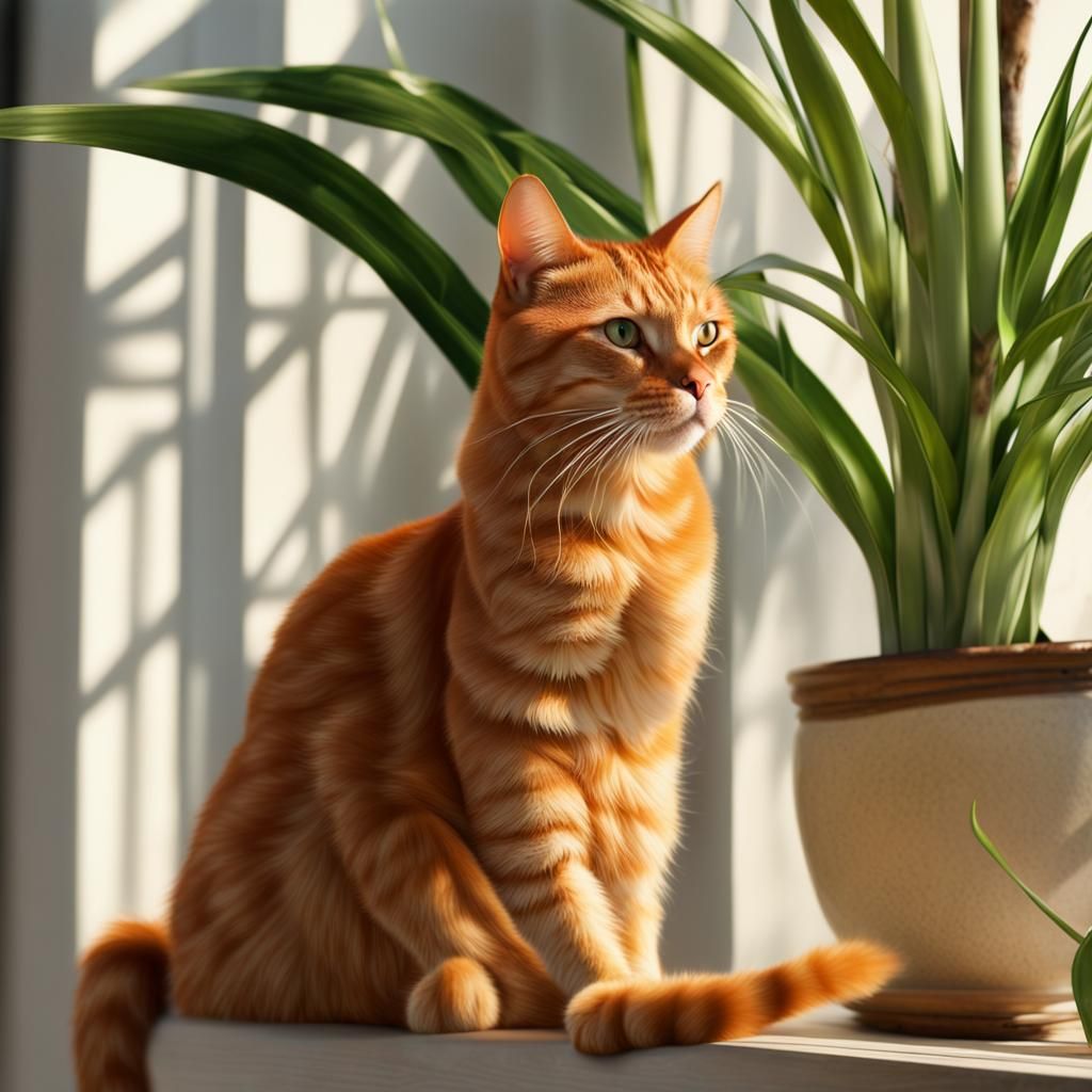 Ginger Cat Sunning: Hyperrealistic Masterpiece