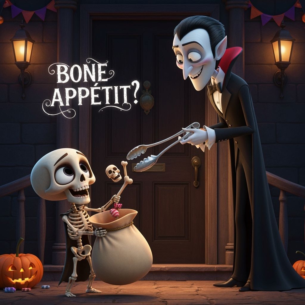 Adorable Skeleton Gets Bones From Friendly Vampire