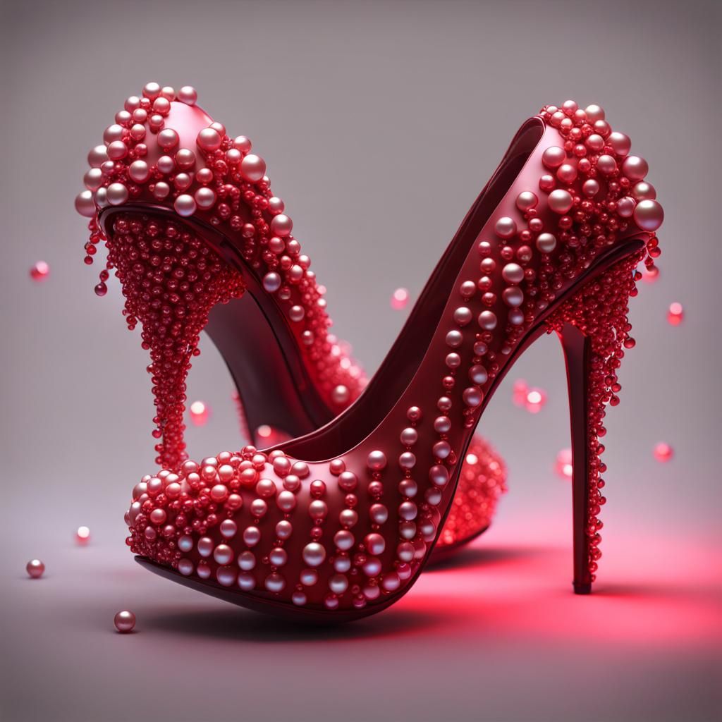 Bioluminescent Pearl High Heels in Detailed Matte Style