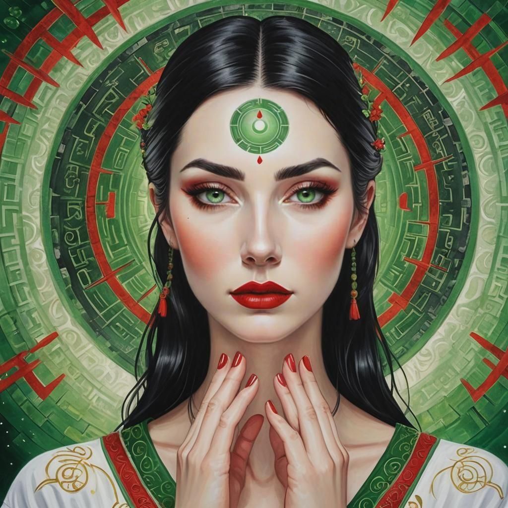 Beautiful Woman Practicing Reiki Healing
