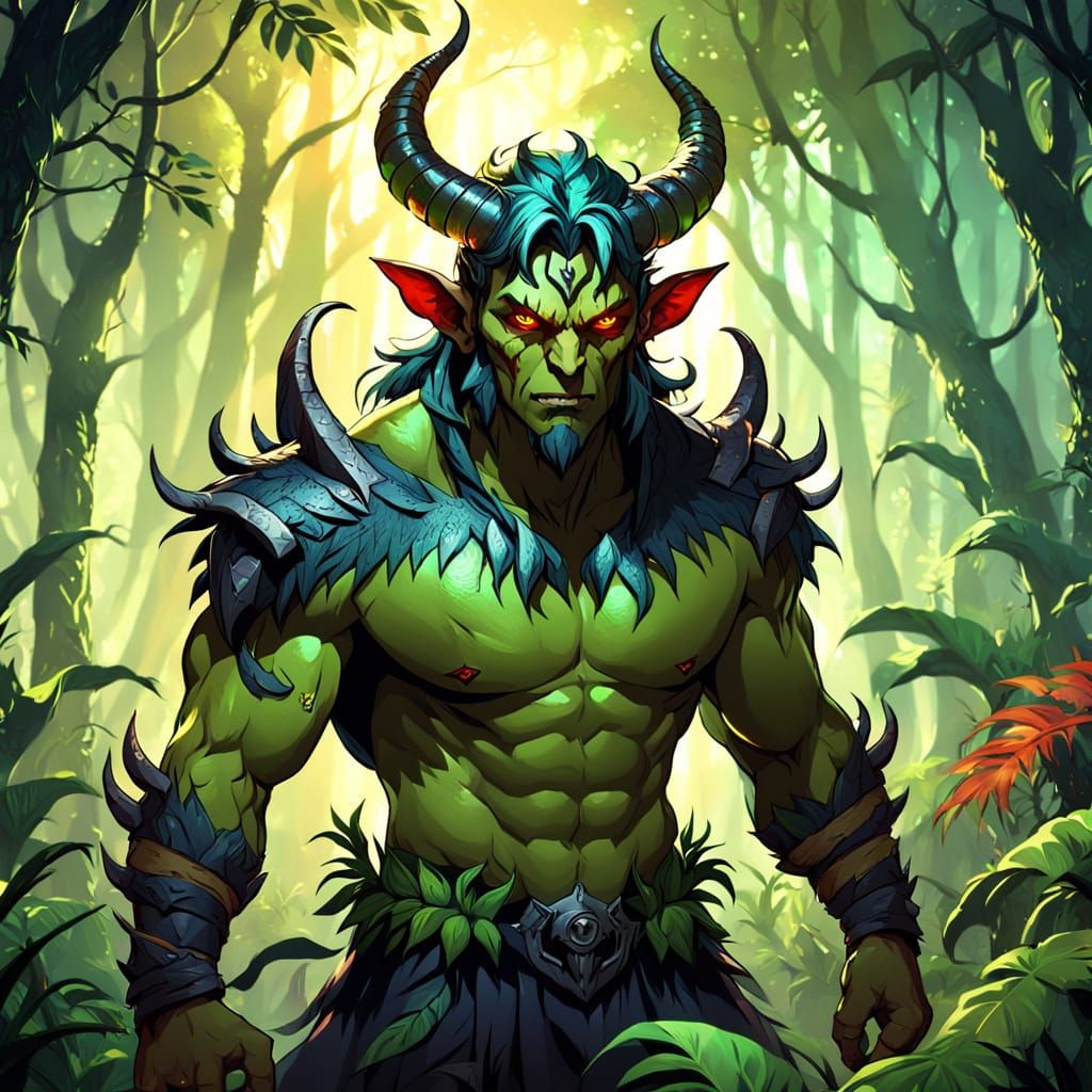 Handsome Demon in Jungle Fantasy Concept Art