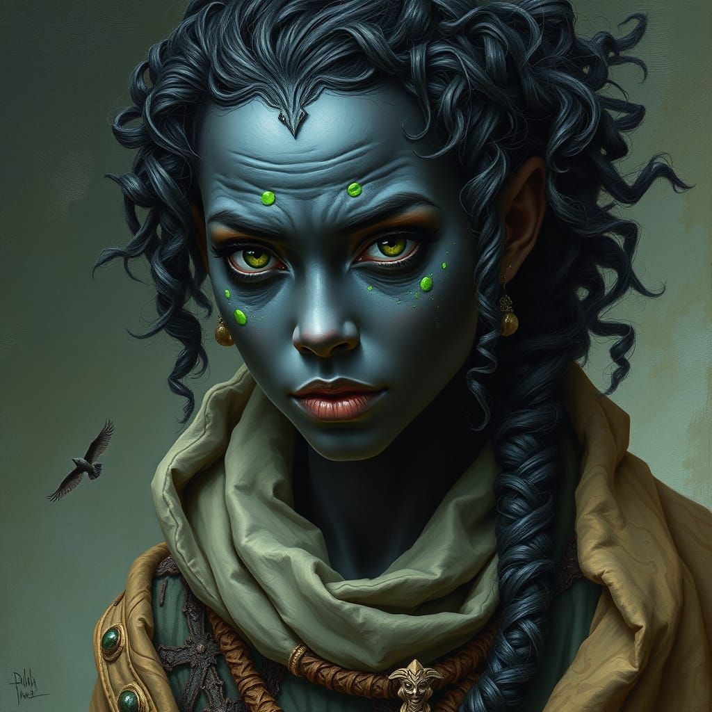 Earth Genasi Sorcerer in Hyper-Realistic Pastel Oil Painting