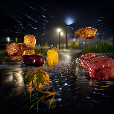 Rainy Autumn Night in Hyperrealism
