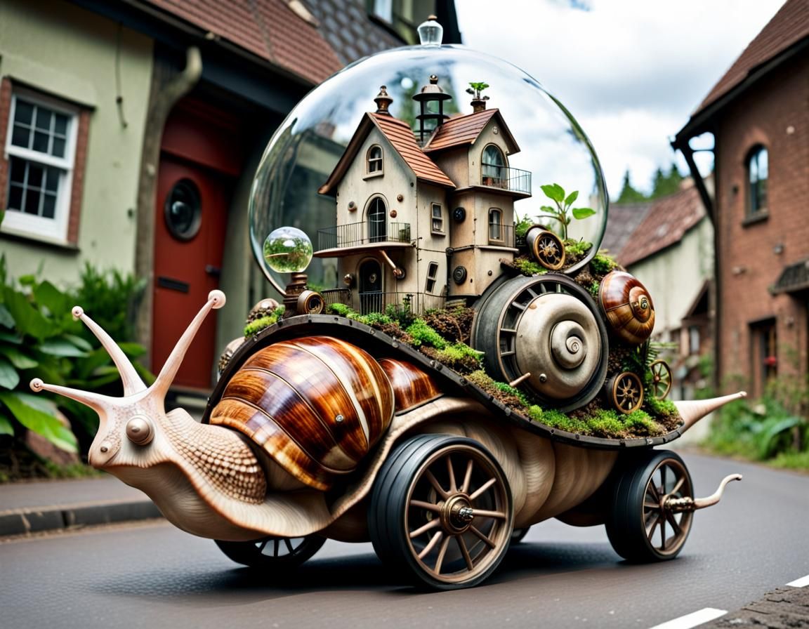 Steampunk Snail Home on Wheels