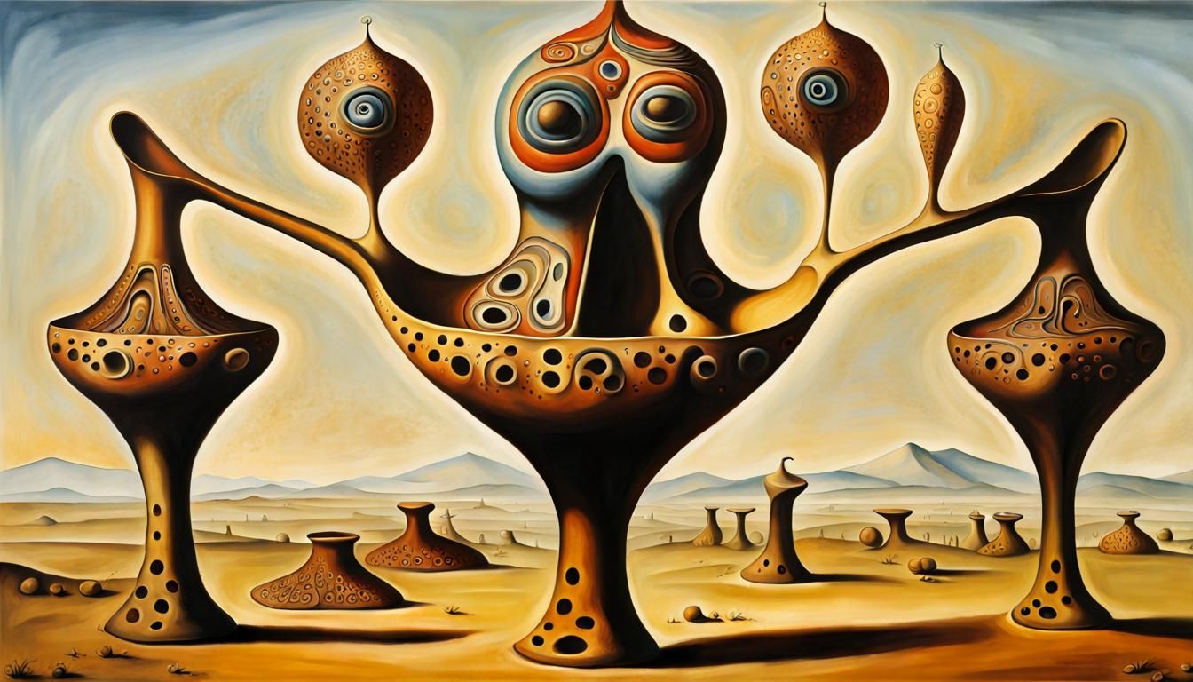 Surreal Cucuteni Ornament Inspired by Salvador Dali