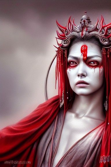 Goddess of Sorrow in Hyperdetailed Oil Painting