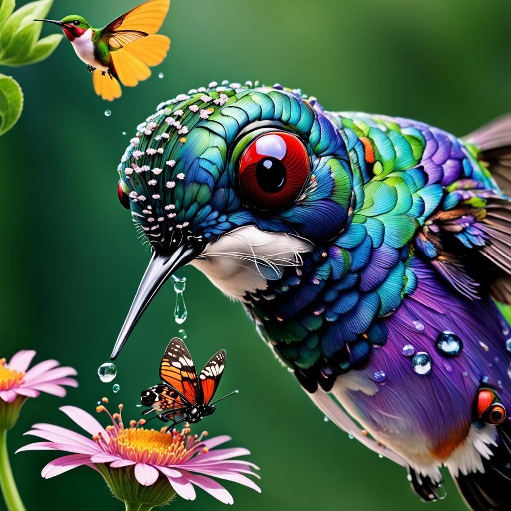 Emotional Insects Sipping Nectar in a Garden