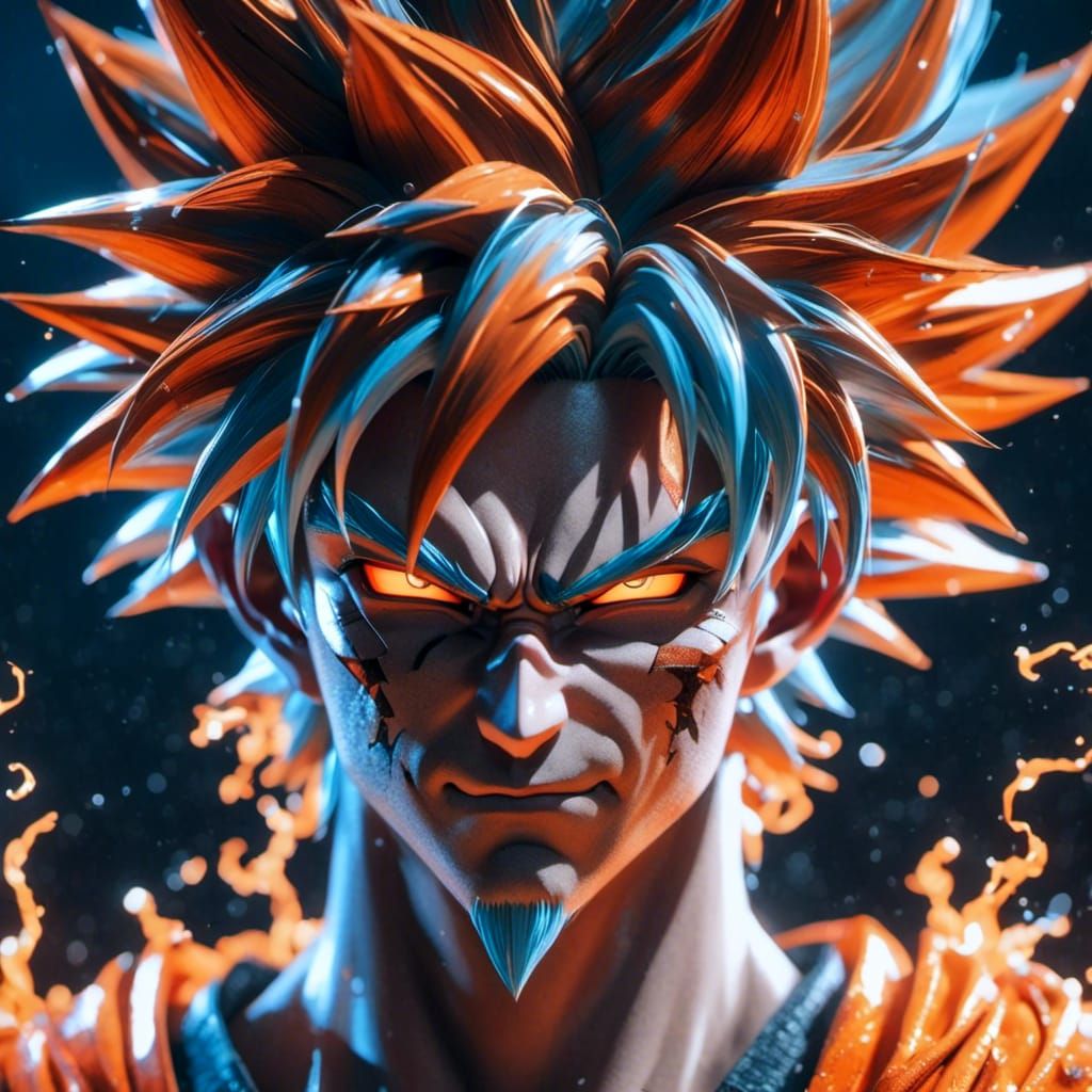 Metal Goku Splash Art: Hyperrealistic Concept