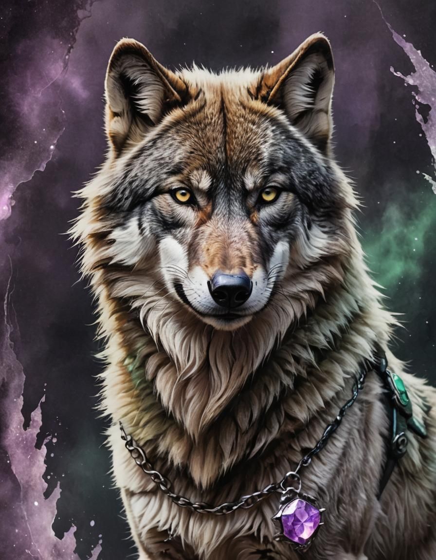 Arctic Wolf Lycan Portrait in Graffiti Art Style