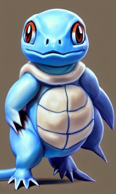 Realistic Squirtle-like Pokemon in Oil Painting Style