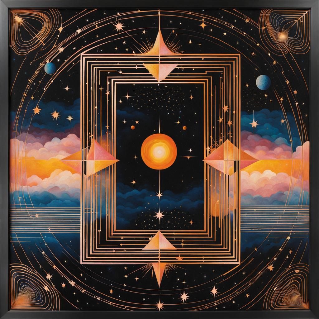 Cosmic Circuitry Portal in Art Deco Style