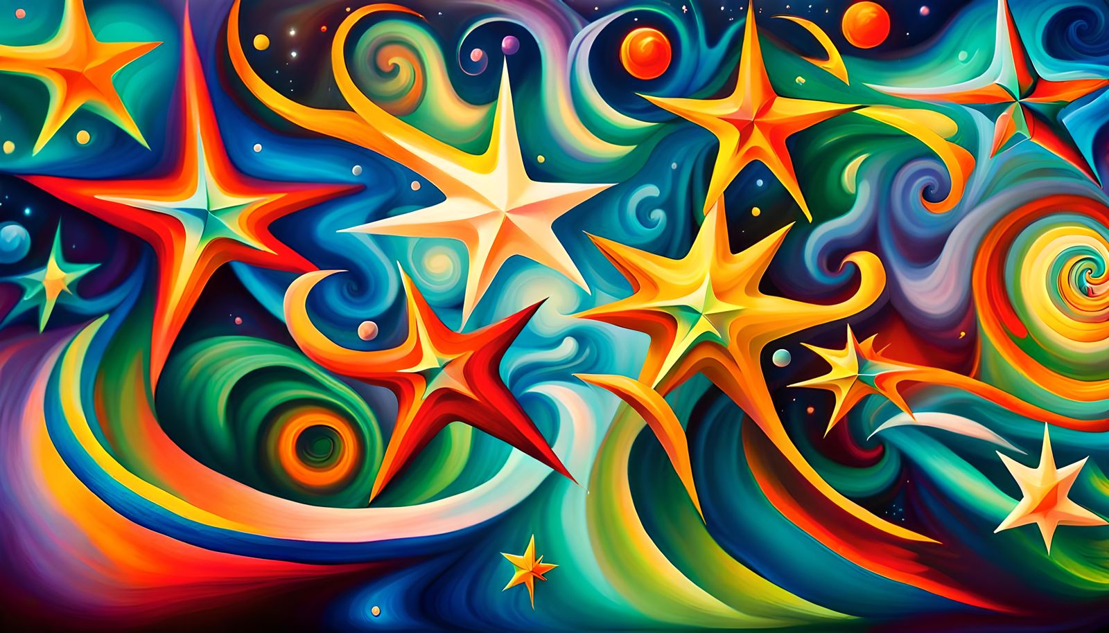 Iridescent Stars in a Swirling Plasma Maelstrom