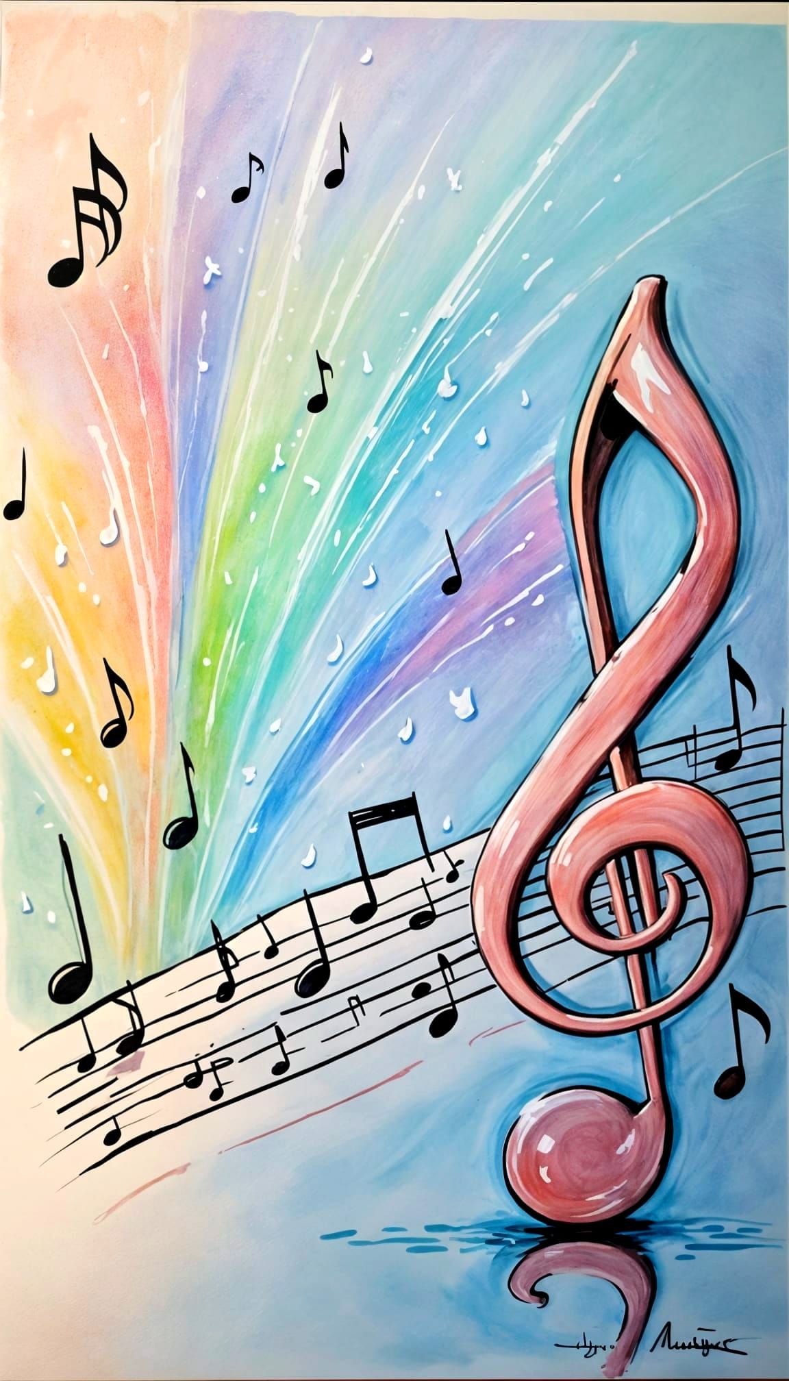 Impressionistic Pastel Musical Note in Ice