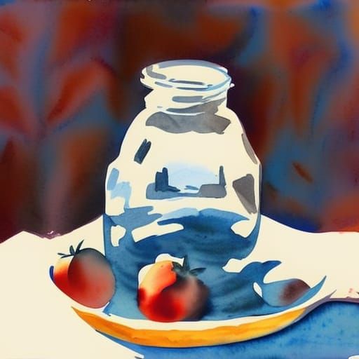 Tomato Plant in Gouache Style Watercolor