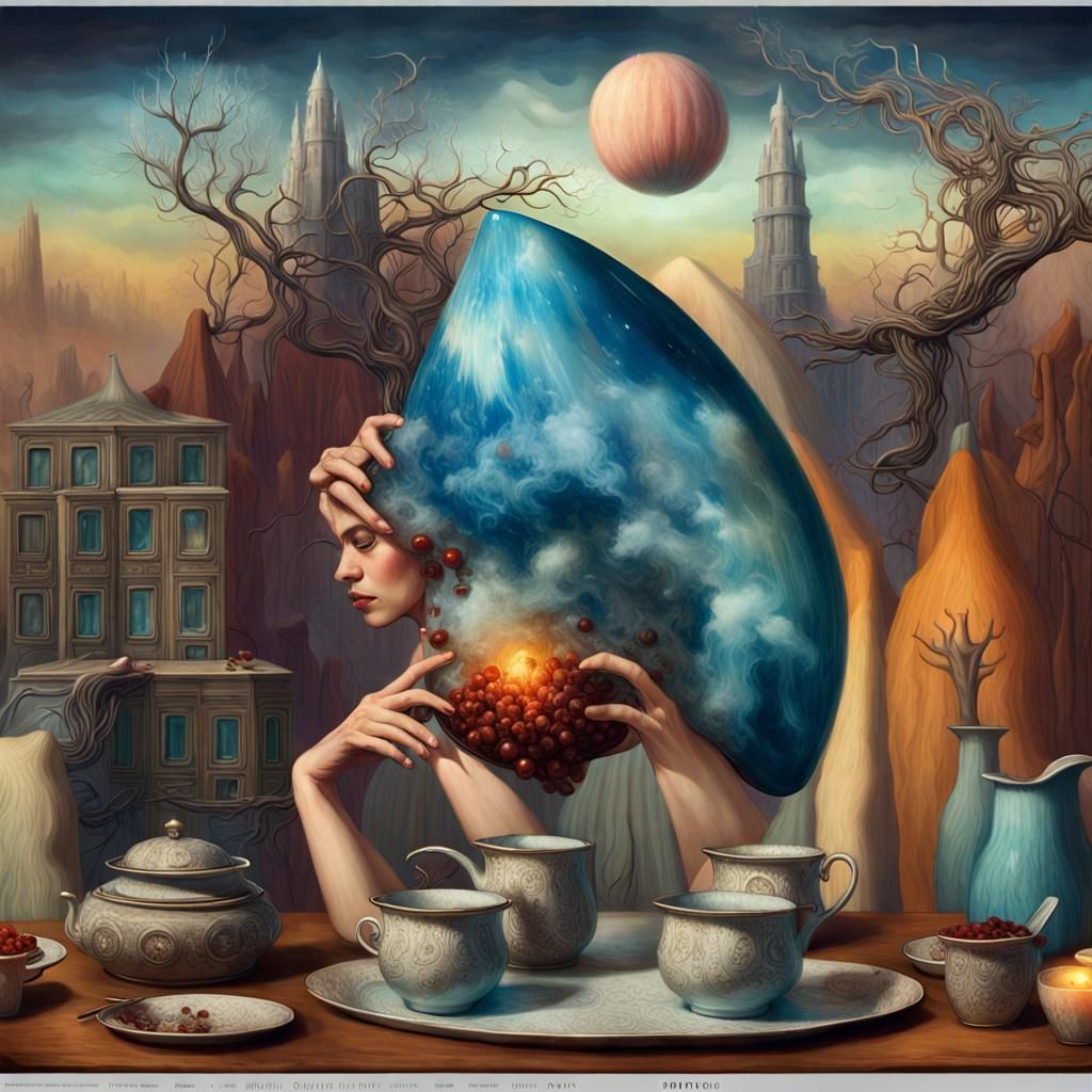 Magical Biological Forms in Surreal Dreamscape