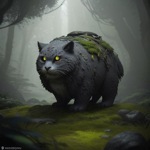 Mystical Stone Creature in Forest Concept Art