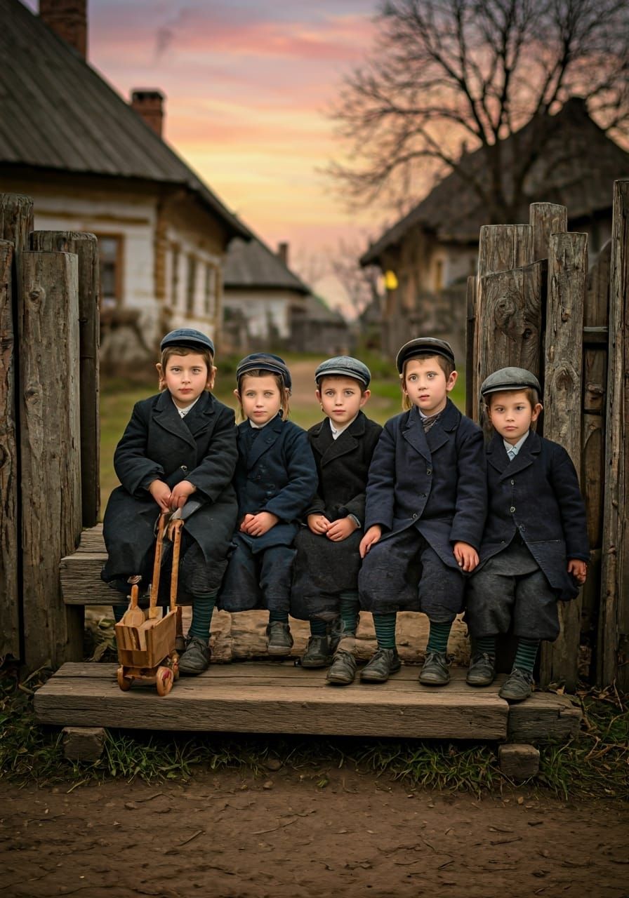 Peaceful Evening in a Jewish Shtetl, Circa 1900