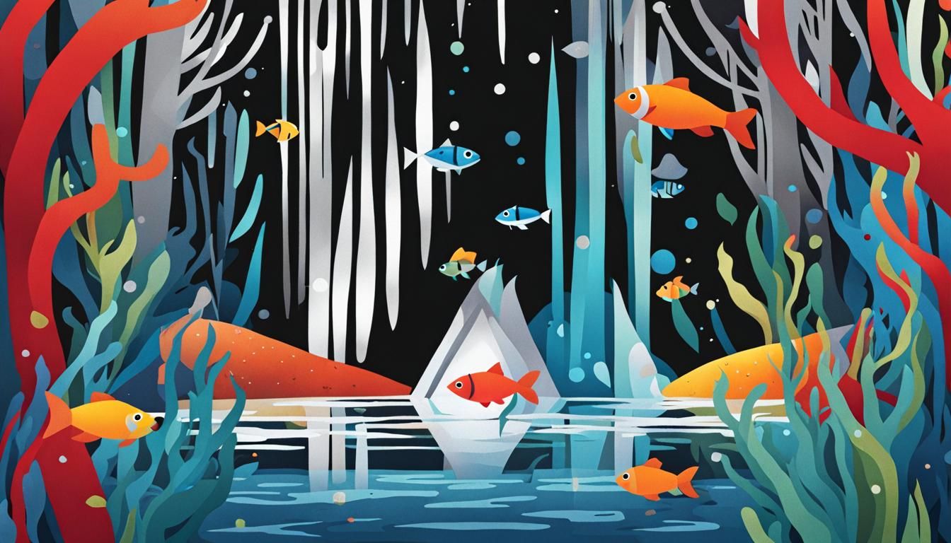 Typography Art: Letter I with Icefish Cartoon