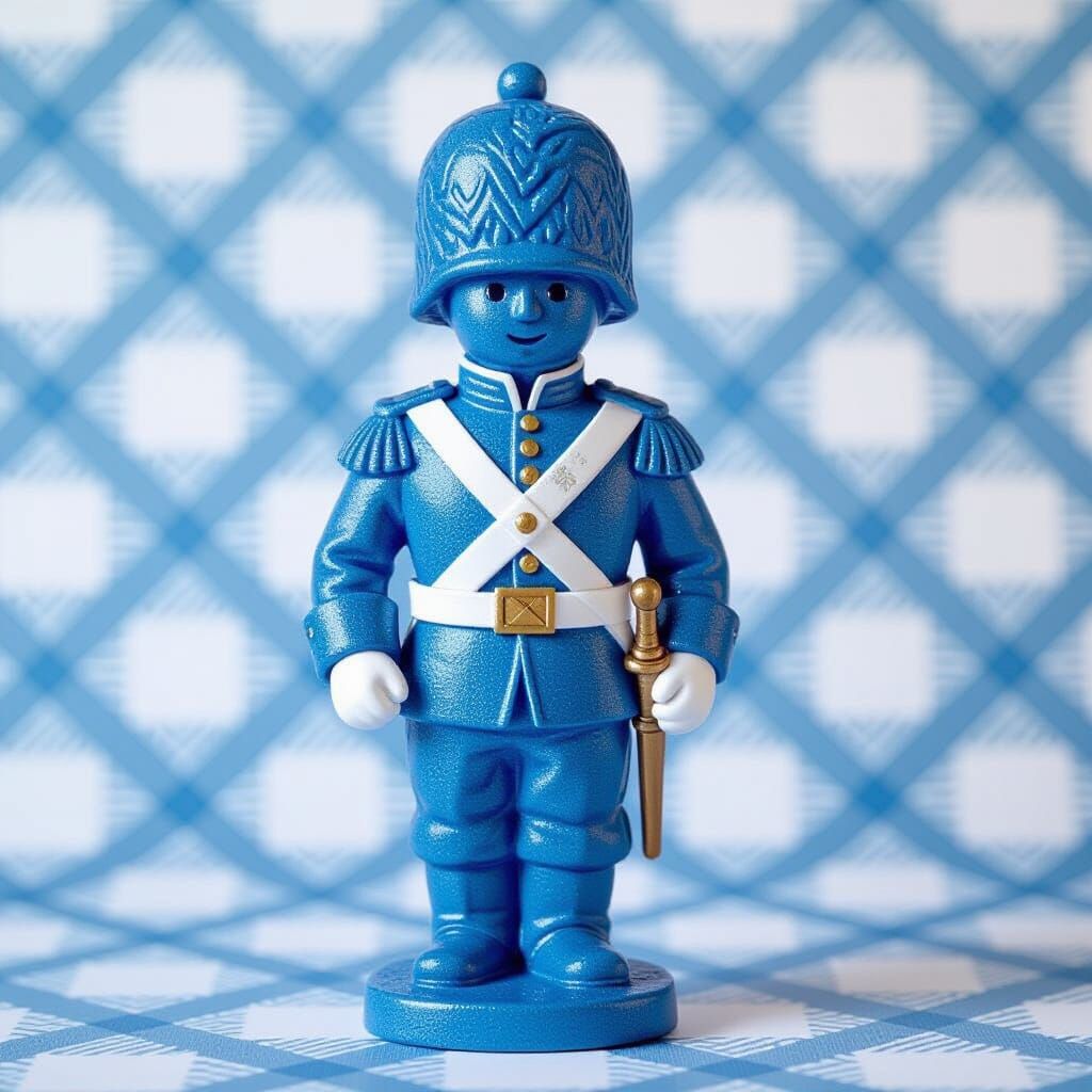 Resin Cast Soldier in Blue Tartan Pattern