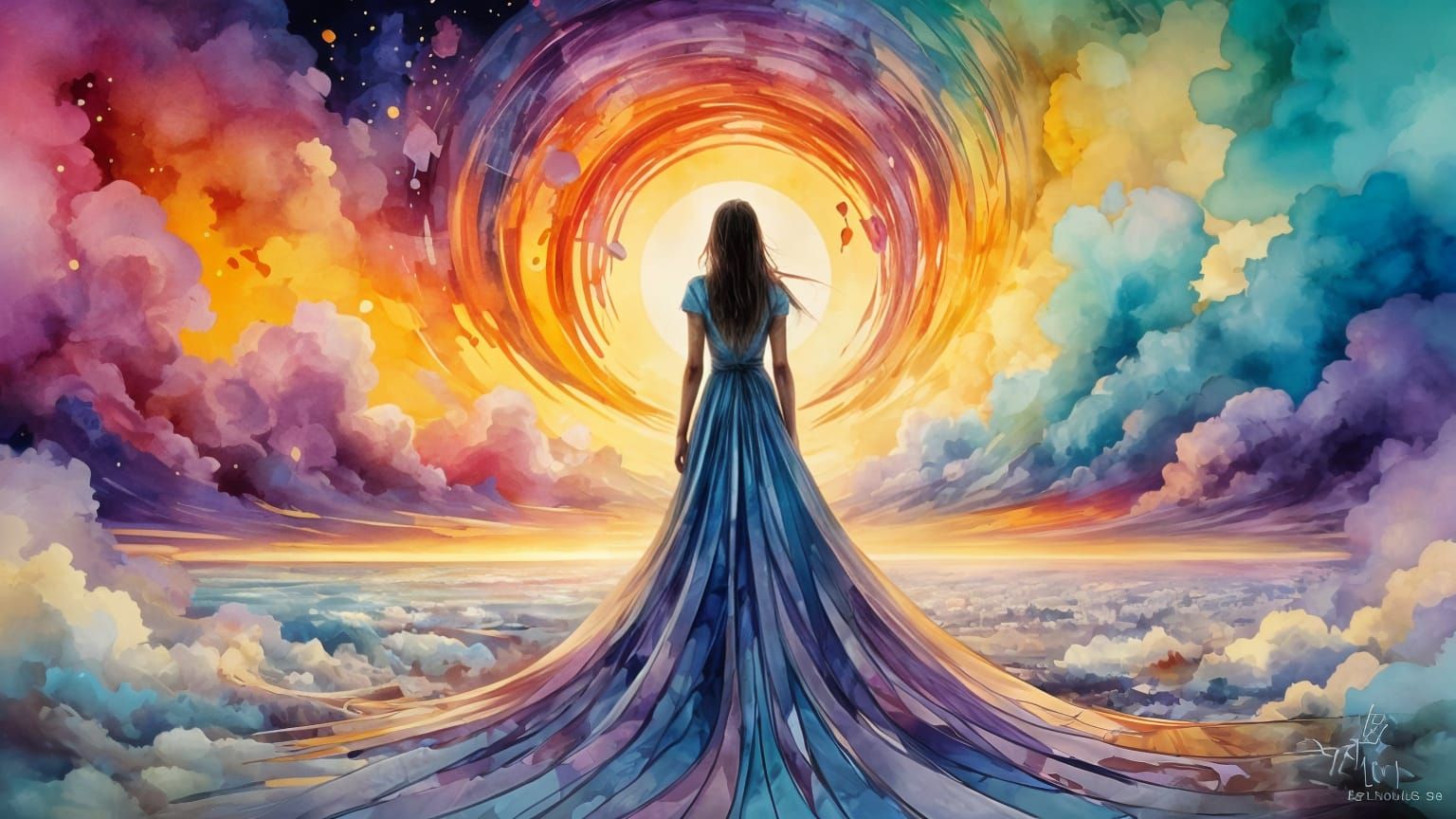 Vibrant Woman in Arc en Ciel Colors