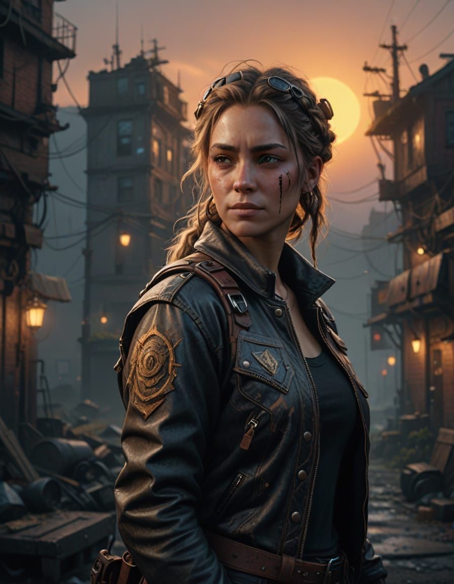 Rugged Fantasy Warrior in Sunset Glow