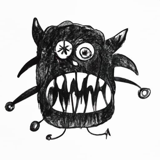 pen drawing, showing a black funny monster.
