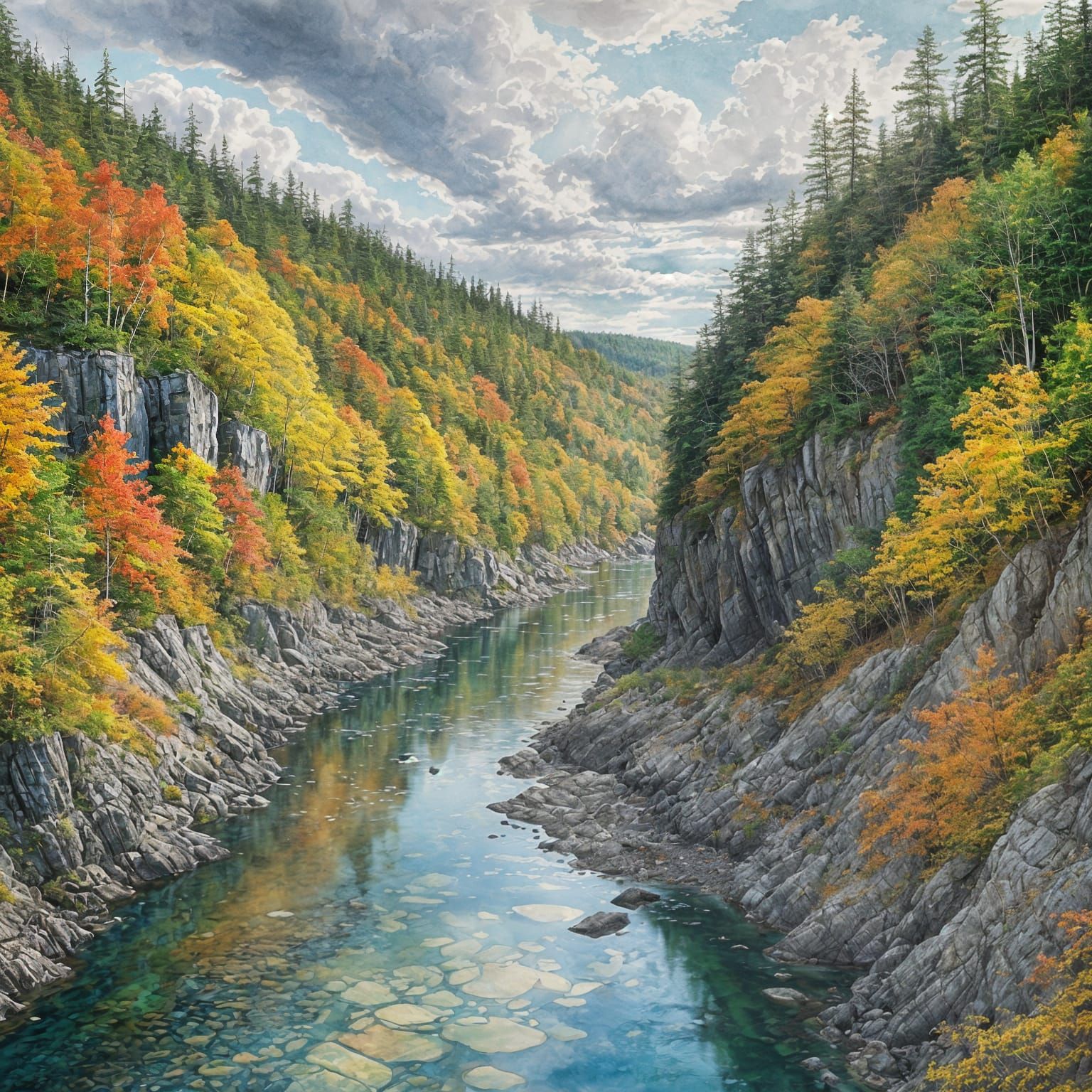 Autumn River Through Fundy National Park