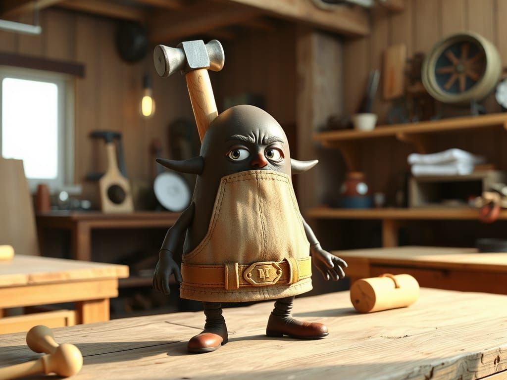 Heroic Hammer Character Design in Pixar Style