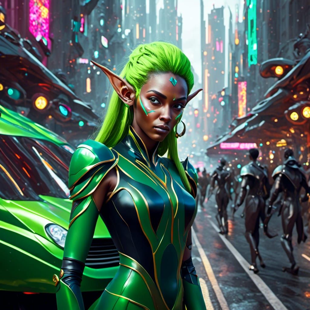 Elf Stumbles into a Neon Sci-Fi City